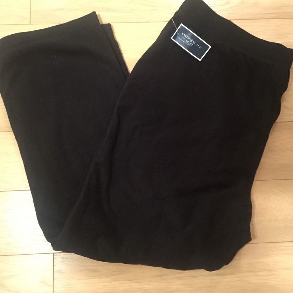 NWT. Karen Scott Brand Black Fleece Pant Sz 1X, 2X